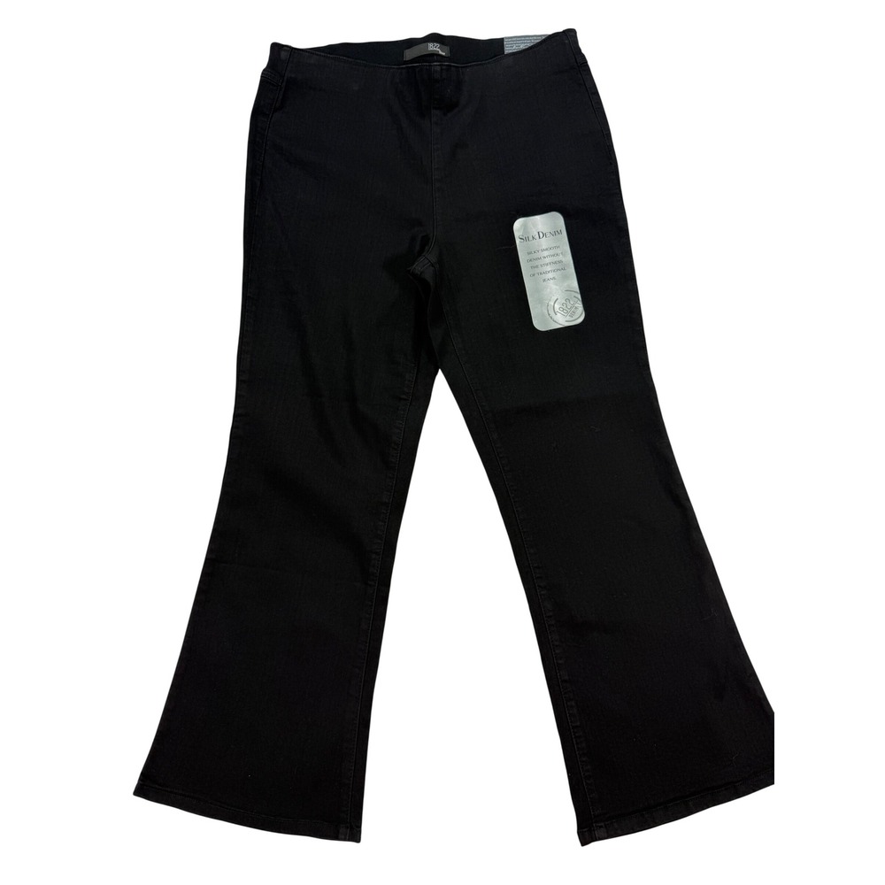 1822 Denim Pull On Demi Boot Womens 14 Black New Silk Denim Jeans C11M2273A1